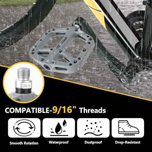 HANEVEAR Mountain Bike Pedals, Large Size MTB Pedals 9/16" Wide Platform Pedals, Lightweight Nylon Fiber Bicycle Pedals for BMX MTB Road Bikes