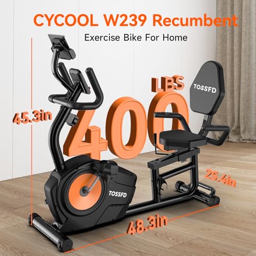 XVGVSV Recumbent Exercise Bike Comfortable Seat Multi-Function LCD, 400LB Weight Capacity Safe and Stable Operation Whisper-Quiet 16 Levels Magnetic Resistance Heart Rate Handle Recumbent Bike for Home