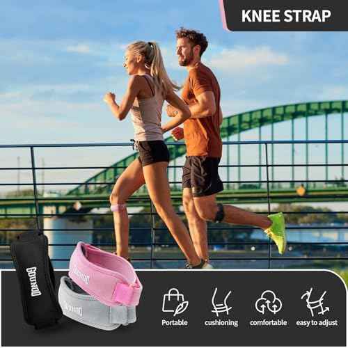 GOUNOD Patellar Tendon Support Strap 2 Pack,Knee Strap for Knee Pain Relief,Patella Band for Basketball, Jumpers Knee, Tendonitis, Running, Hiking, Soccer, Osgood Schlatter£¨Black£©