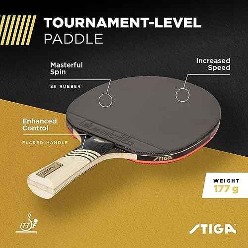 STIGA Carbon+ Ping Pong Paddle ? 7-ply Extra Light Carbon Fiber Blade ? 2mm Premium Sponge ? Concave Pro Handle for Exceptional Grip ? Performance Table Tennis Racket for Tournament-Level Play Red