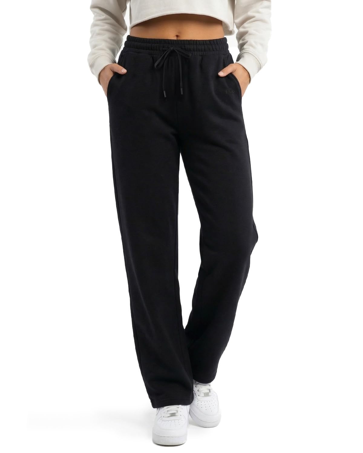 Zylioo Tall Women’s Wide Leg Lounge Pants 32"/34" Inseam, Elastic Waist Soft Sweatpants with Pockets Long Length Fit Black