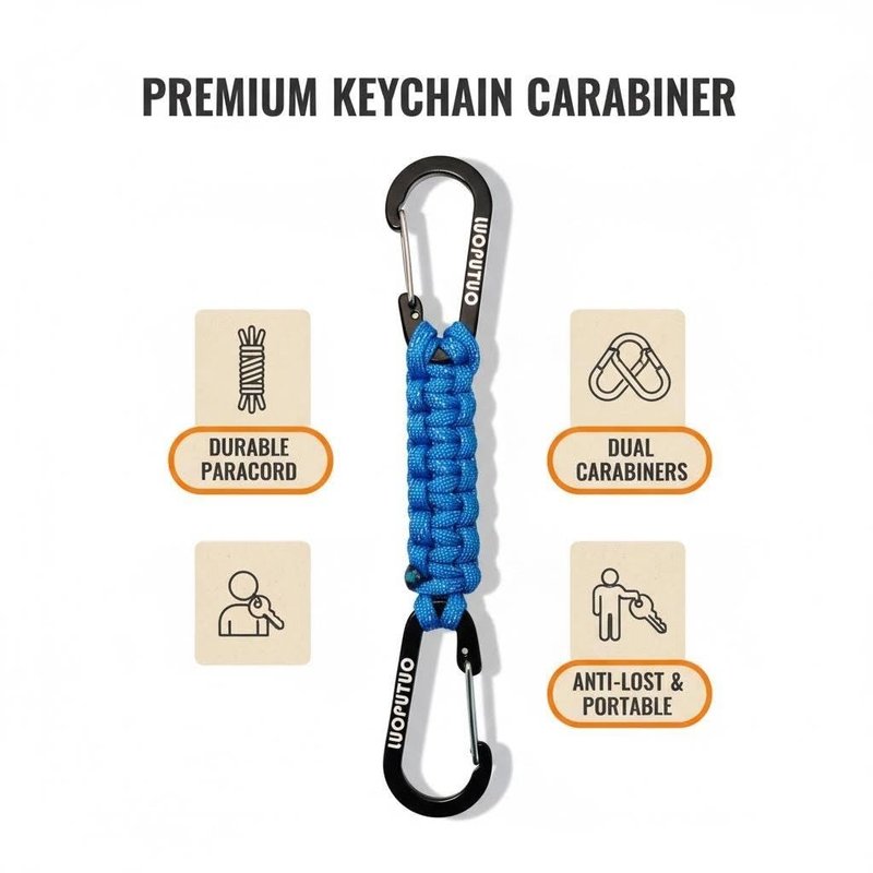 LUOPUTUO 6 Pcs Reflective Strip Paracord Keychain, Braided Paracord Keychain for Backpacks Camping Hiking (Double hook, 6 pcs, 2 Black+1 Pink+1 Blue+1 Yellow+1 Green)