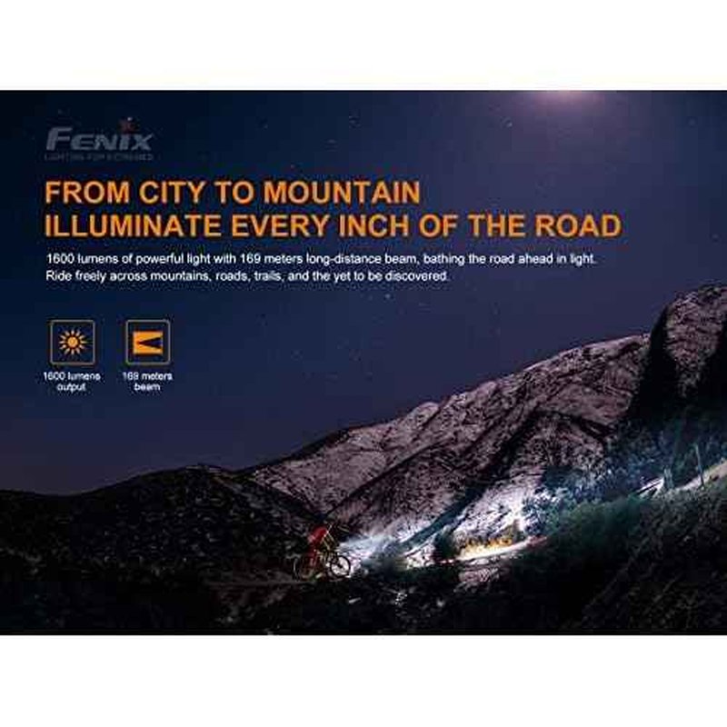 Gift Bundle: Fenix BC26R 1600 Lumen Rechargeable Bike Light with BC05R V2.0 Bike Safety Taillight, with Lumentac Organizer