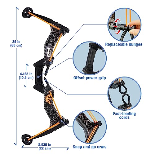 Zing HyperStrike Bow Archer Pack - 1 Bow and 4 Zonic Whistle Arrows, Launches Arrows Up to 250 Feet, for Ages 14 and Up (Carbon Fiber)