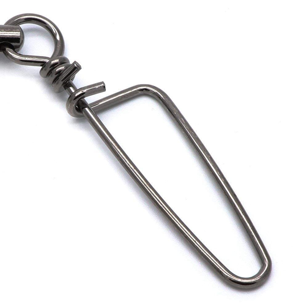 Dr.Fish 50 Pack Fishing Snap Swivels Ball Bearing Swivels Fishing Tackle Saltwater & Freshwater Coast-Lock Lure Snap Clips Terminal Tackle Line Leader Connector Accessories 26LB