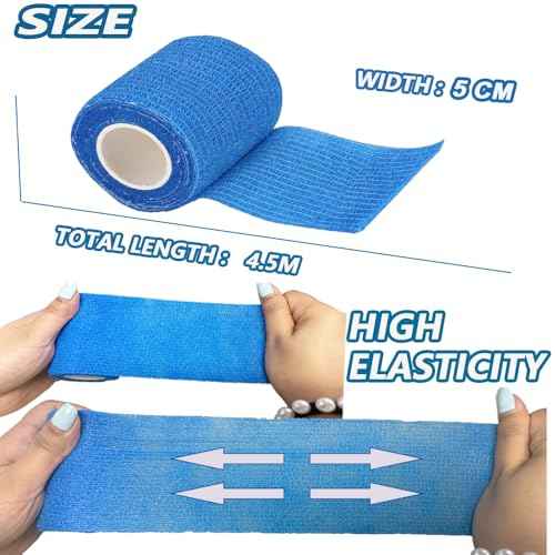 24 Pack Self Adhesive Bandage Wrap 2 Inch x 5 Yards Non-Woven Bandage,Vet Wrap Breathable Elastic Self-Adherent Tape for Stretch Athletic, Sports, Wrist, Ankle (Pets Too)(Mix)