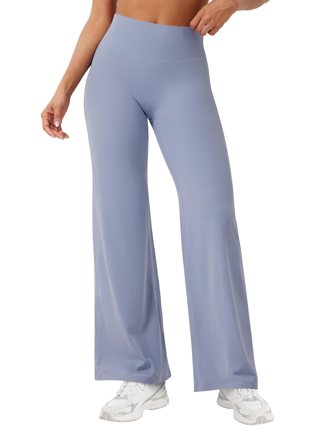 YEOREO Workout Leggings Womens No Front Seam Straight Leggings 29" High Waist Buttery Eddiy Gym Yoga Pants Granite Blue XL