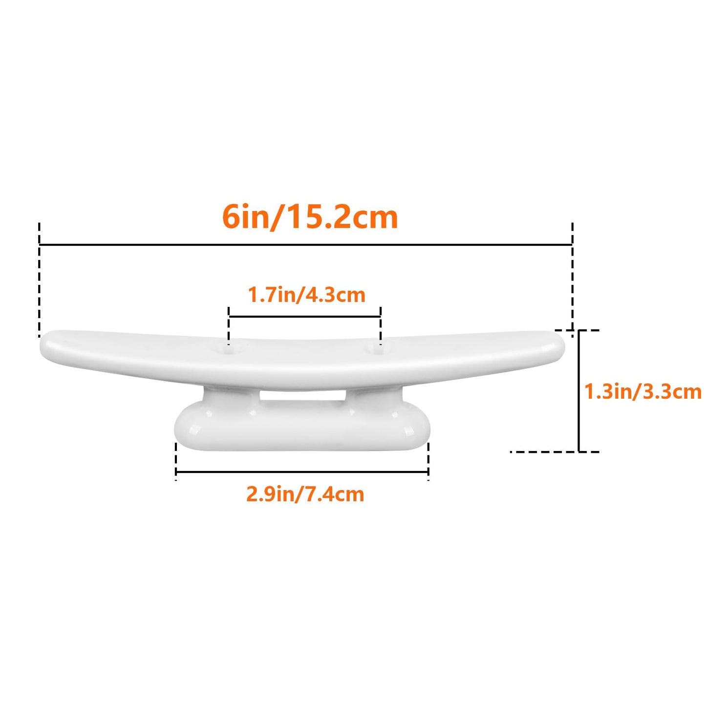 ORLANG White Nylon Boat Cleat 6 Inch, 4 Pack Dock Cleat with Hardware, Boat Dock Cleats Rope Cleat for Marine, Boats,Kayak,Canoe,Deck,Nautical Décor,Home Decor