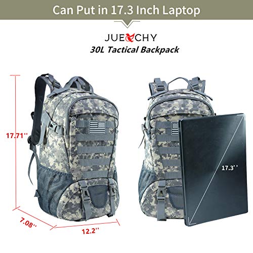 Jueachy Tactical Backpack 35L Military Bag: Waterproof Army Hiking Backpack Molle Bookbag Edc Bag