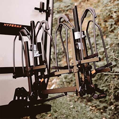 HYPERAX Patented Lift Assisted Volt Lift 1x - RV Rated Hitch Mounted 2 E Bike Rack Carrier Up to 1X 80lbs eBikes with Up to 5" Fat Tires for RV and SUV