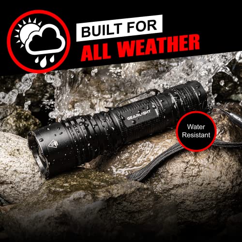 GearLight TAC LED Flashlight Pack - 2 Super Bright, Compact Tactical Flashlights with High Lumens for Outdoor Activity & Emergency Use - Gifts for Men & Women