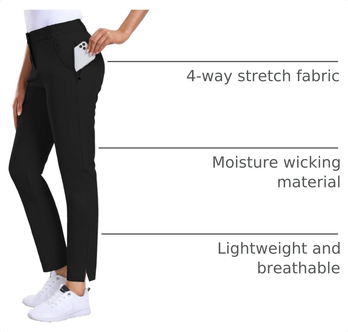 Hiverlay Womens Golf Pants Stretch Work Ankle Pants with Pockets Quick Dry Straight Business Casual Hiking Pants