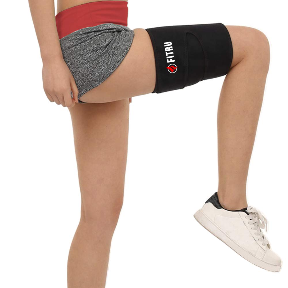 Fitru Premium Thigh Trimmers for Men & Women - Body Wrap Sauna Waist Trainer for Your Legs (Red, M: 31" X 8")