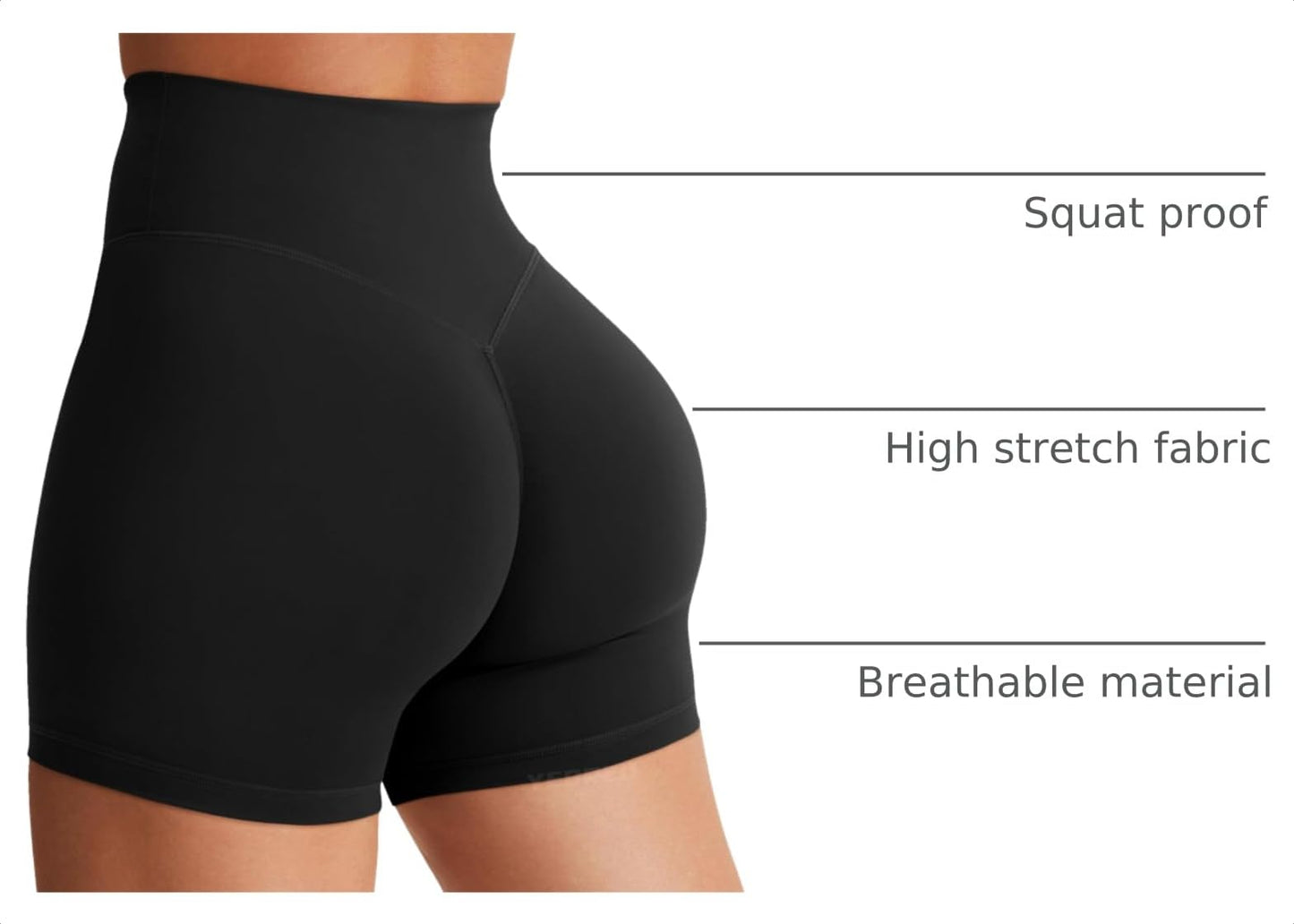 YEOREO SoftHue Women's Biker Shorts Workout Hidden Scrunch Gym Shorts Black