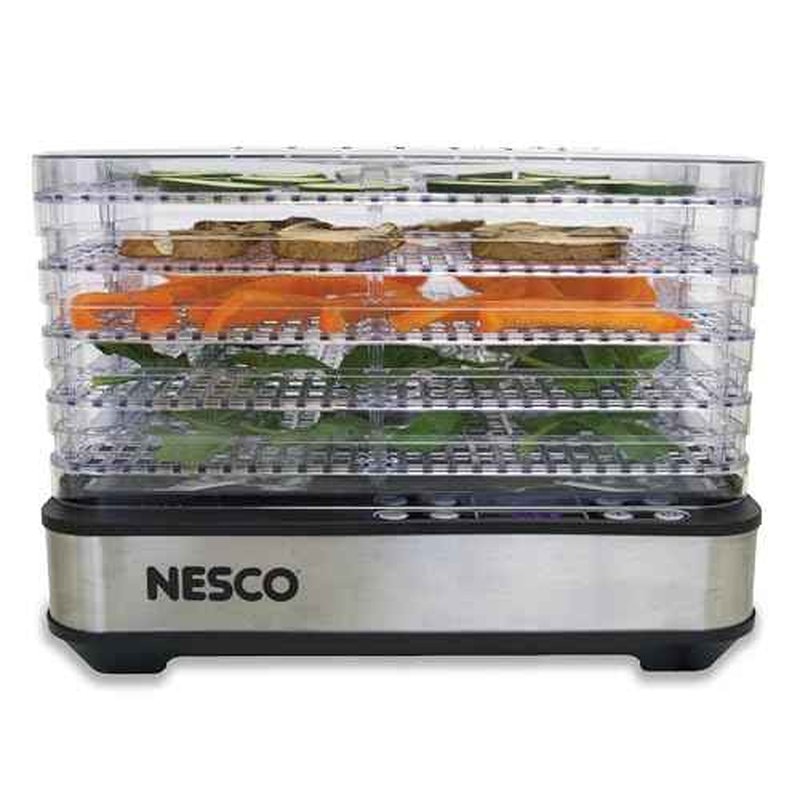 NESCO FD-5TC Snackmaster Food Dehydrator ? 5 BPA-Free Trays, Adjustable Temp Control, Compact Design for Jerky, Fruit, Herbs, Pet Treats, 420W