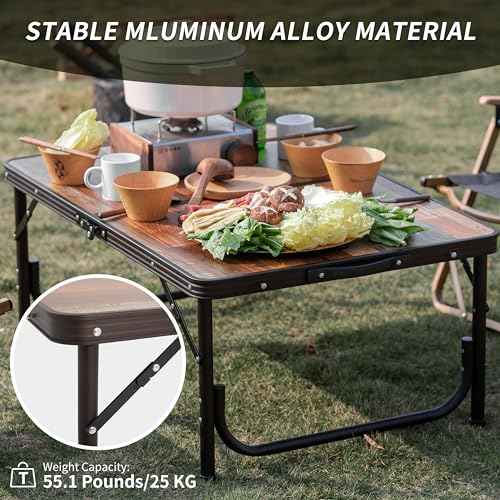 Naturehike Folding Camping Table, Portable Tables with Adjustable Legs, 35.4¡¿23.6¡¿14.6 Inch Foldable Camp Pinic Tables with Carry Bag for Outdoor Camping, BBQ, Travel - Large Retro