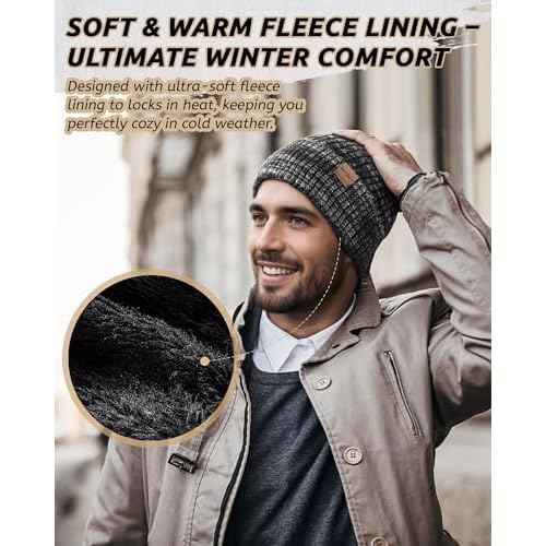 MSDC 3 Pack Winter Hats for Men, Warm Fleece Lined Beanie for Men Women, Fashionable Knit Hat Skull Cap for Cold Weather