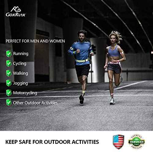 GoxRunx Reflective Bands Running Gear 6 Pack-Adjustable Reflective Armband Arm Wrist Ankle Leg Bands Reflectors -Reflective Tape Straps for Clothing Night Running Cycling Walking -Slap Bracelets
