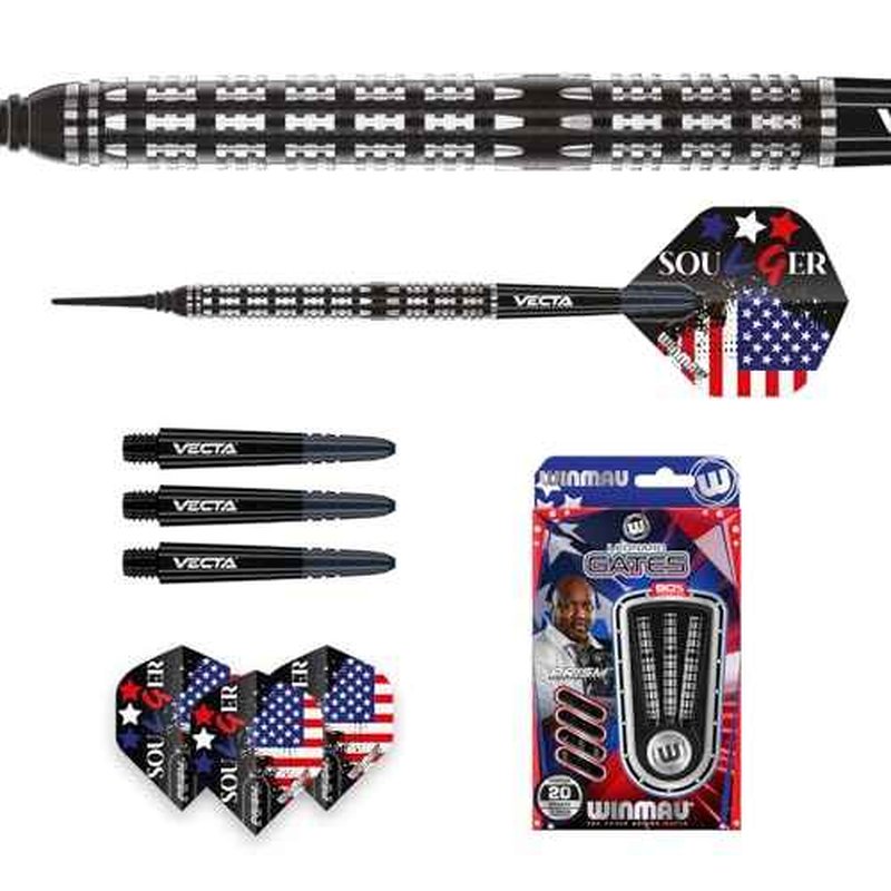 Winmau Leonard Gates The Soulger Professional Tungsten Darts Set with Flights and Stems (Shafts)