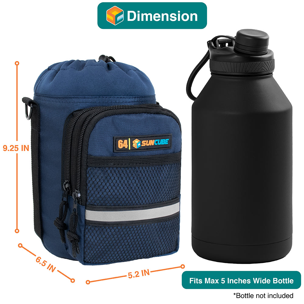 Insulated Water Bottle Carrier Bag with Adjustable Straps for Hiking Camping Travel