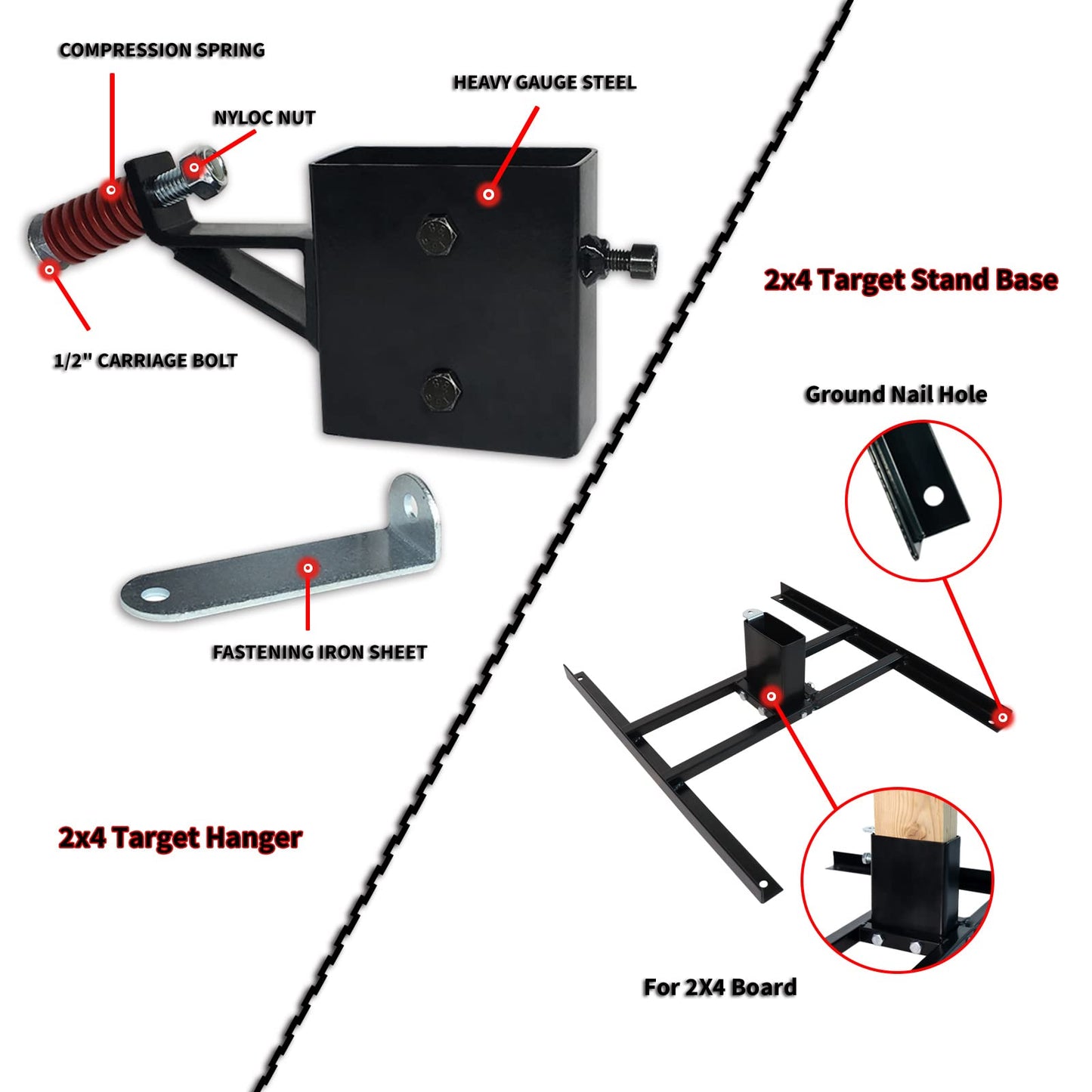 Highwild Target Stand AR500 Steel Target System - 7" x 12" Hostage Target with 2x4 Stand Mount Kit