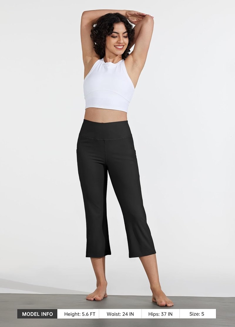 Willit Women's High Waist Yoga Capris - Athletic Crop Leggings for Exercise | 21-Inch Length