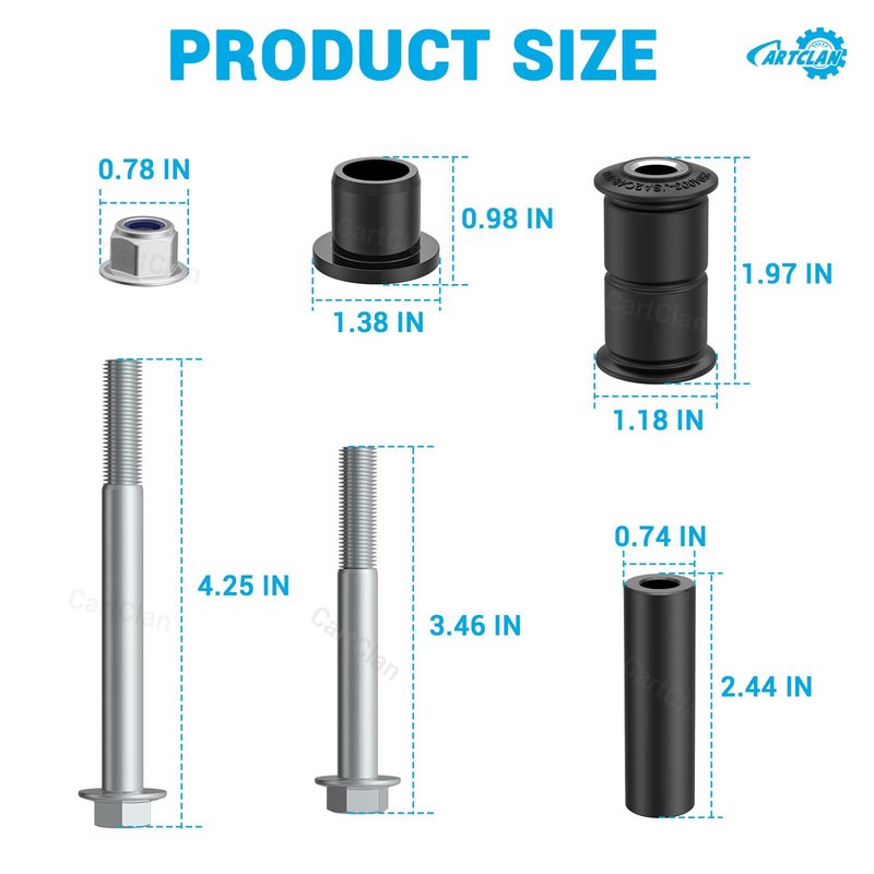 CartClan Golf Cart A Arm Suspension Bushing and Sleeve Kit, EZGO RXV A Arm Bushings Suitable for 2008-Up EZGO RXV Golf Cart, Replace OEM# 608086 601340 602085 601754 602415 600525