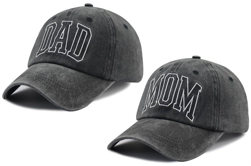 Mjanmqwtb Mom and Dad Hats, Couples Matching Outfits for Men Women, Funny Parents Baseball Cap, Christmas Thanksgiving Birthday Gifts for Dad Mom Wife Husband Black