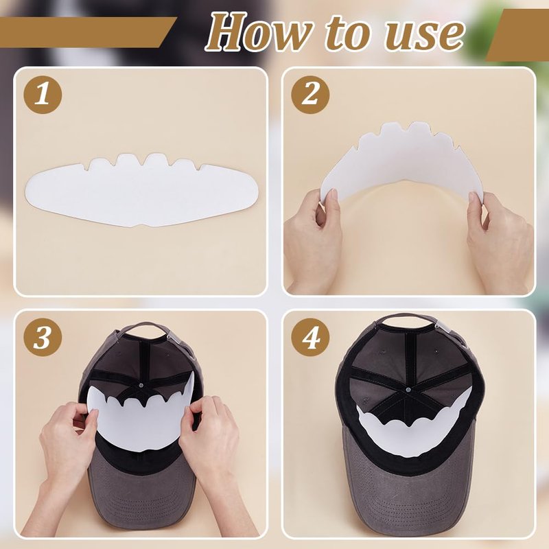 FINGERINSPIRE 50 Pcs Baseball Caps Inserts Shapers 3.7x11.2inch White Baseball Caps Inserts Universal Cap Inner Liner Cardboard Hat Support Brim Holder for Fitted Ball Sports Cap Insert