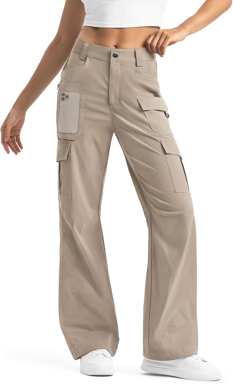 Women's Cargo Hiking Pants - High-Waisted, Wide Leg, Water-Resistant, Lightweight Stretch | Perfect for Work & Outdoor Activities