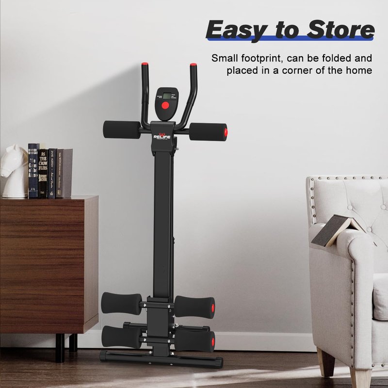 RELIFE REBUILD YOUR LIFE AB Workout Machine Adjustable Ab Trainer Machine Foldable Ab Cruncher Strength Training Equipment for Home Gym, Full Body Workout Equipment 440 LBS