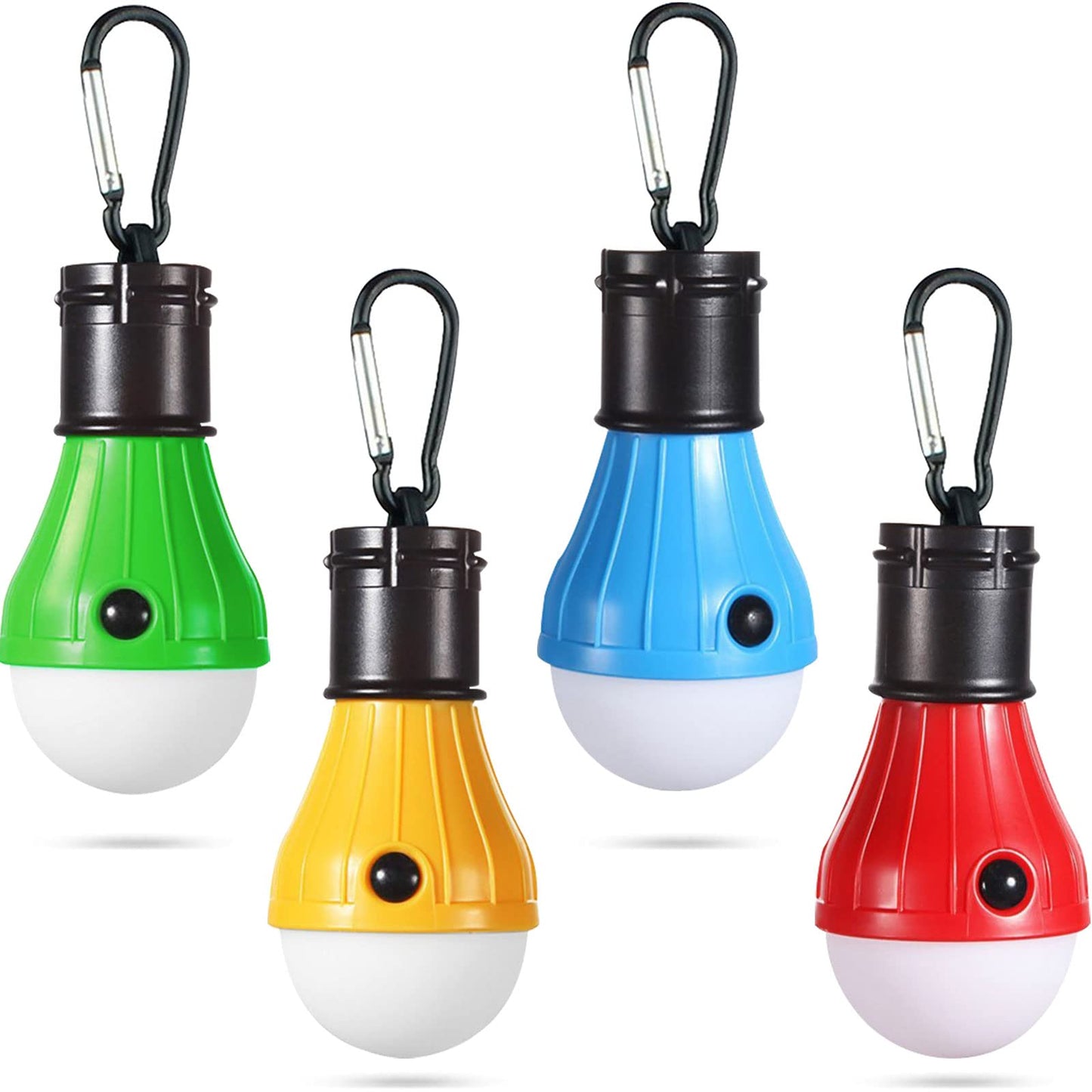 LED Camping Tent Lantern, Portable Outdoor Waterproof Emergency Light Bulb, Battery Powered with Clip Hook, Super Bright, for Hiking, Party，Camping, Fishing, Power Failure (=4 Packs, Multi-Color)