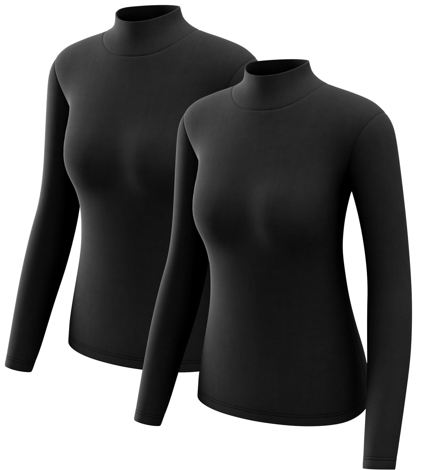 CL convallaria Thermal Underwear Shirts Women Fleece Lined Base Layer Tops Long Sleeve Thermal Underwear Tops Heated Thermals for Women Long Johns Long Sleeve Workout Tops for Women 2/4 Pack