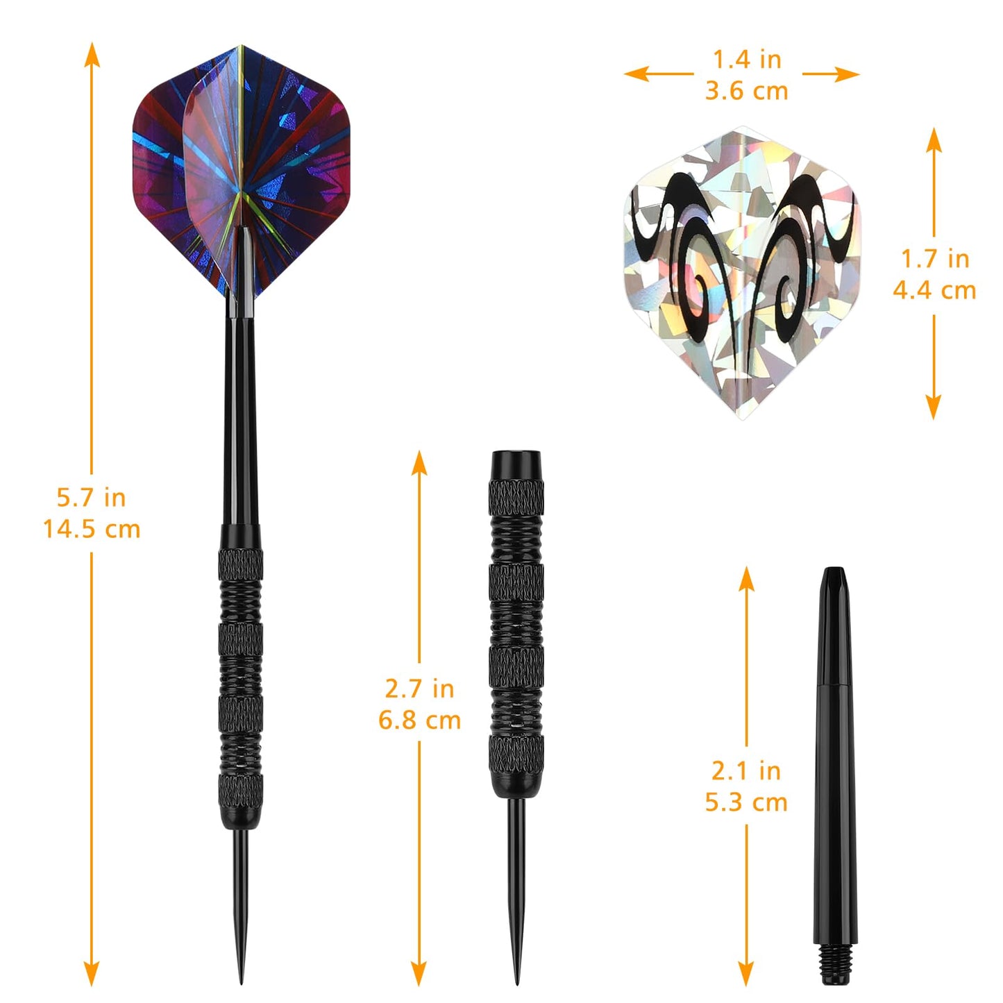 Accmor Metal Tip Darts, Steel Tip Darts, 14 Grams Professional Metal Darts, Darts Metal Tip Set, Metal Darts for Dartboard, 18 pcs ﻿
