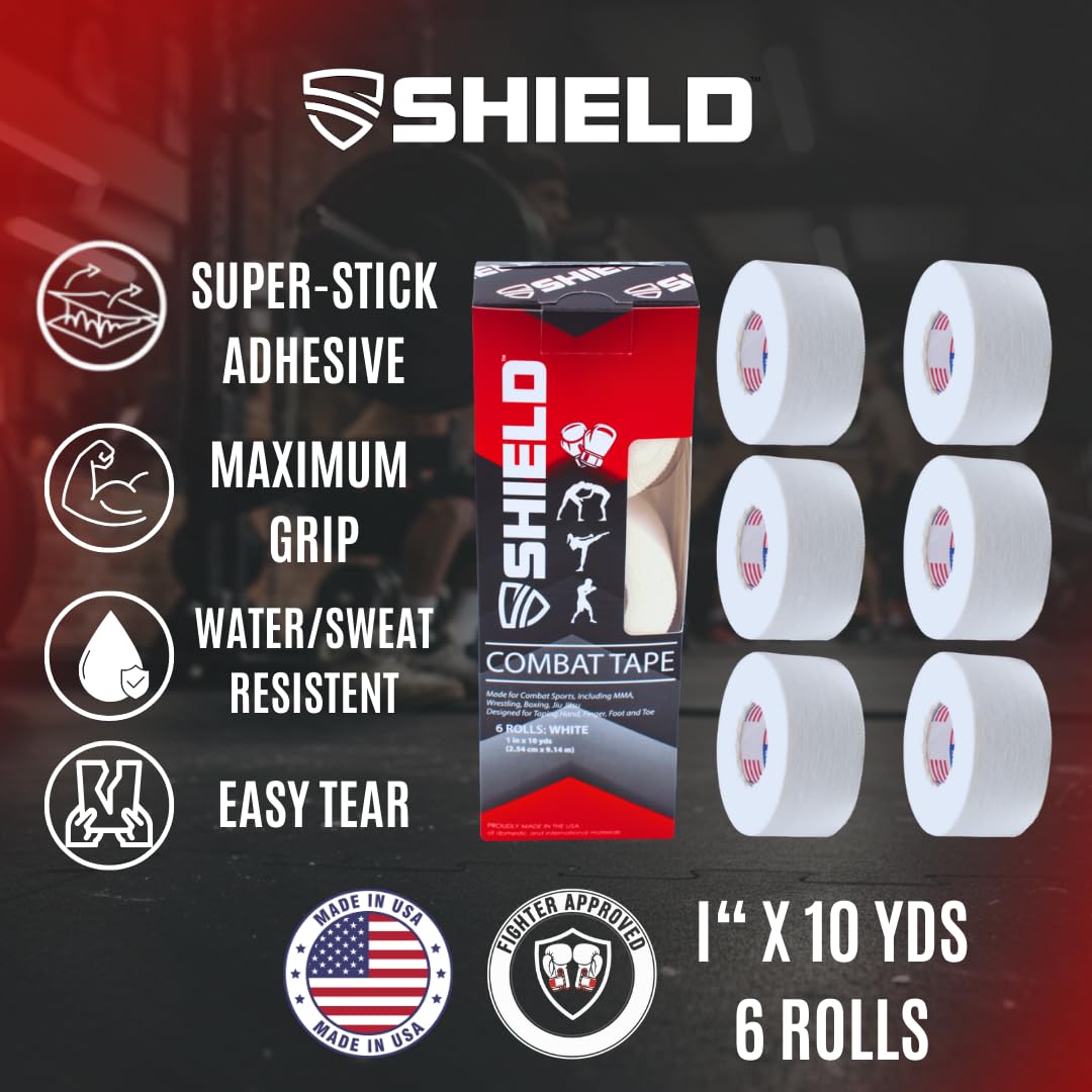 SHIELD Combat Tape 1" Inch x 10 Yards, 6 Pack, White