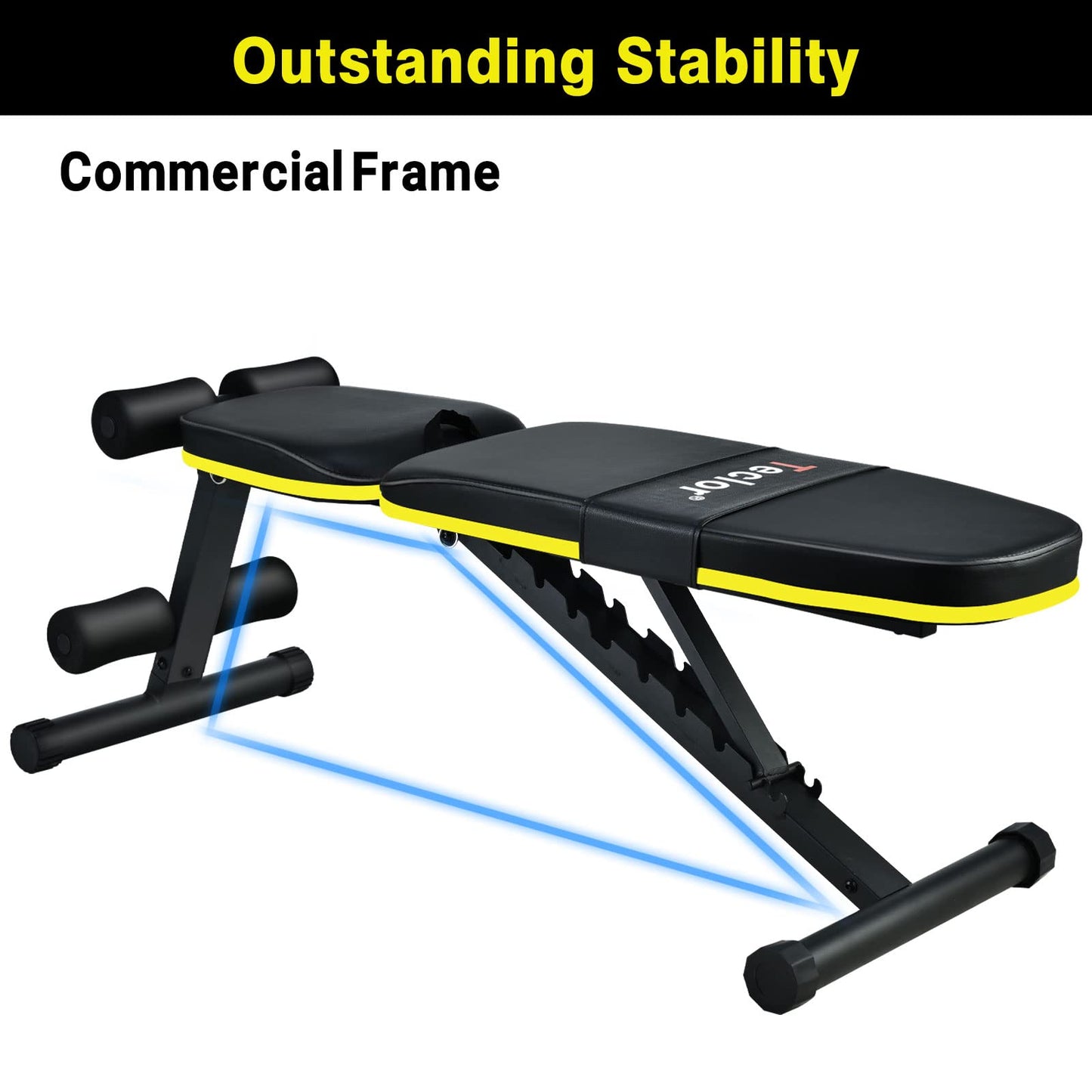 Teclor Weight Bench, Adjustable Strength Training Bench for Full Body Workout with Fast Folding, Incline Decline Exercise Workout Bench for Home Gym -New Version