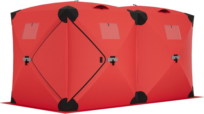 Pop Up Ice Fishing Tent - Insulated Portable Hub-Style Shelter | Windproof & Warm for 3-4 People, Blue, 6x6x6.6 Ft