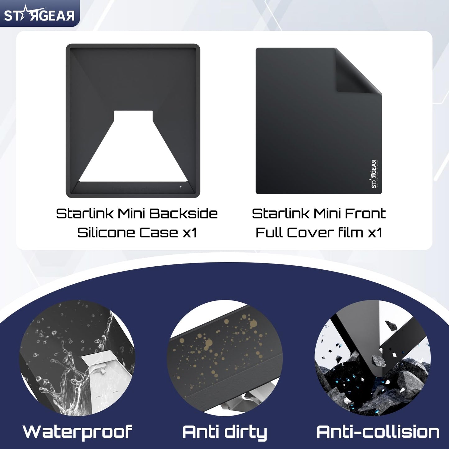Stargear Starlink Mini Case, Mini Protective Cover Liquid Silicone Case for Starlink Satellite Dish, Accessories for Starlink Portable Protective Cover Shell with Black Sticker (Black)