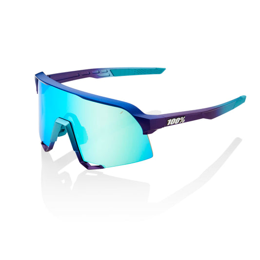 100% S3 Sport Performance Cycling Sunglasses (MATTE METALLIC INTO THE FADE - Blue Topaz Multilayer Mirror Lens)