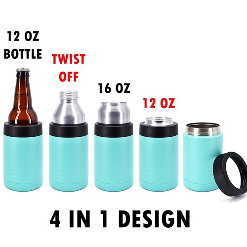 Clear Water Home Goods - 12 oz Stainless Steel Double Wall Vacuum Insulated Can or Bottle Beverage Cooler - Powder Coated Teal - 6 Pack