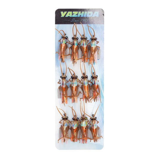 YZD Realistic Fly Grasshopper Series(Small Brown 12pcs)