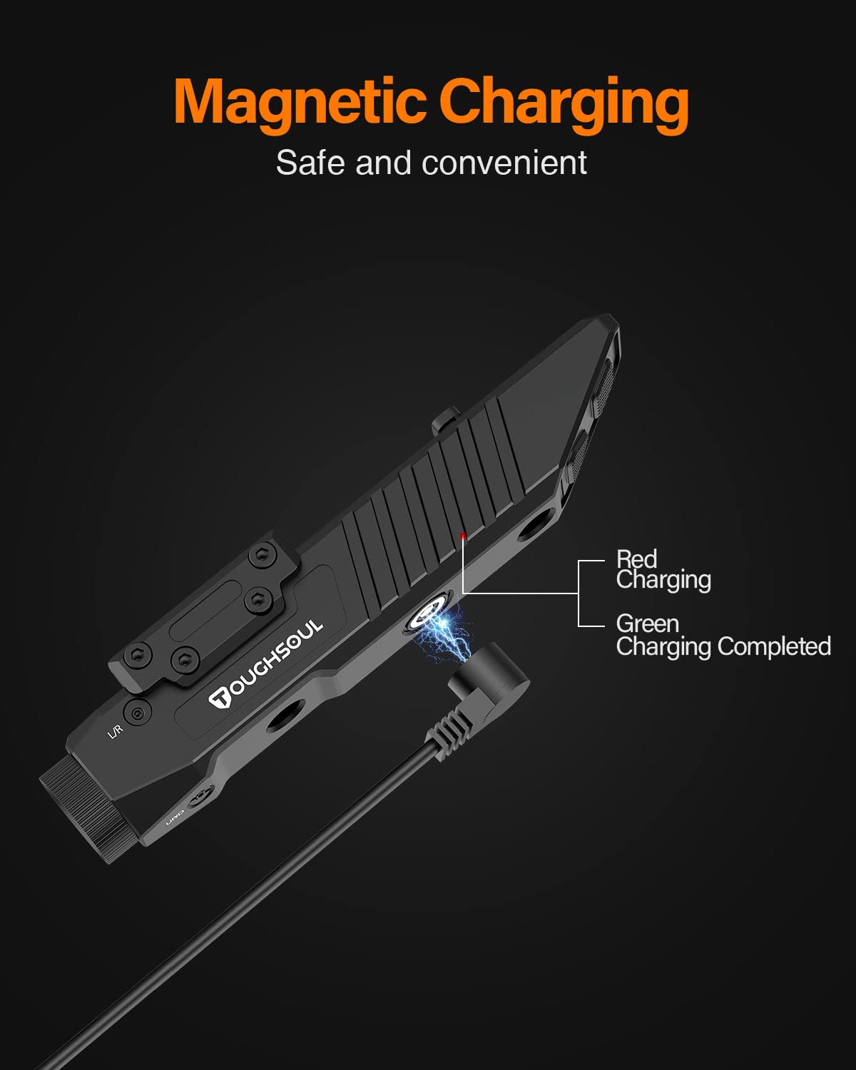 TOUGHSOUL Tactical Flashlight Green Laser Sight Combo, 1750 Lumen Picatinny Rail MLOK Mounted Rechargeable Rifle Flashlight (Green Laser)