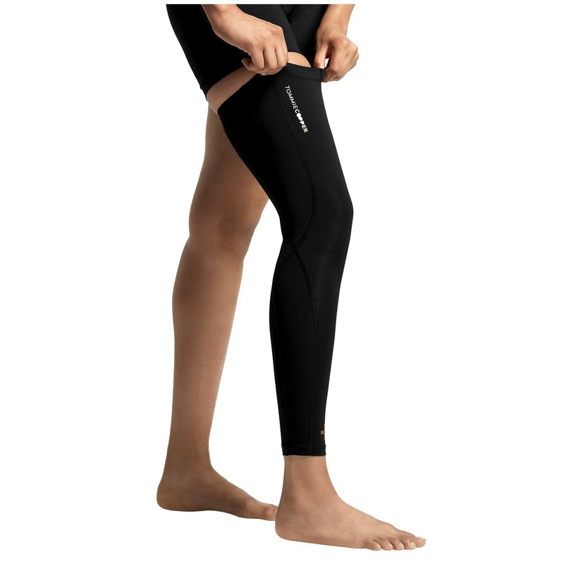 Tommie Copper Performance Compression Leg Sleeve, Unisex, Men & Women | Breathable Support for Muscle Fatigue & Recovery - Black - X-Large