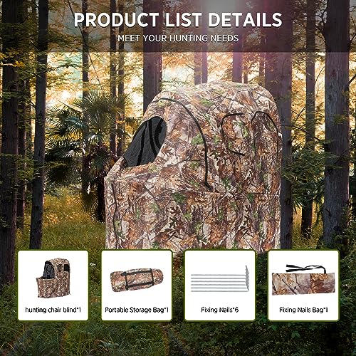 XProudeer Hunting Blind Hunting Chair Ground Blind See Through Deer Blinds Portable Camouflage Pop Up Blinds