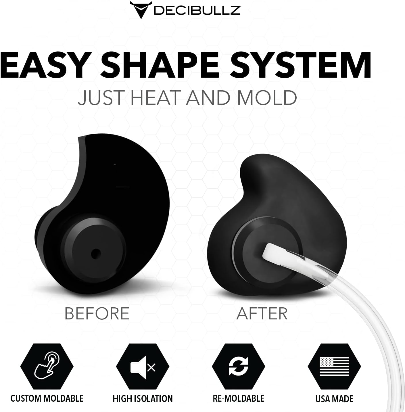 Decibullz Radio Headset - Noise-Reducing Earpieces for Motorola Two-Way Radios | 2-PIN 2.5mm/3.5mm