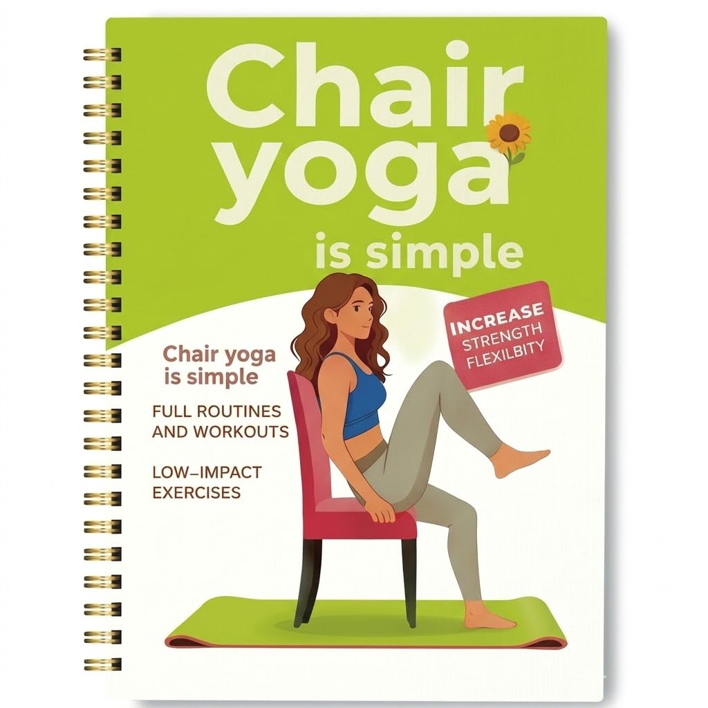 Chair Yoga for Beginners, 30-Day Guide with 60 Seated Workouts for Flexibility, Strength & Healthy Weight Support | Spiral Bound Exercise Book, 5.5 x 8.3 in, Green