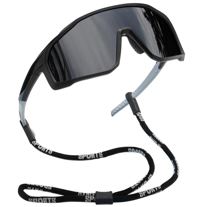 Joopin Oversized Sports Sunglasses Men Women Polarized Wrap Around Sun Glasses UV400 Protection Shades Sunnies (Black)
