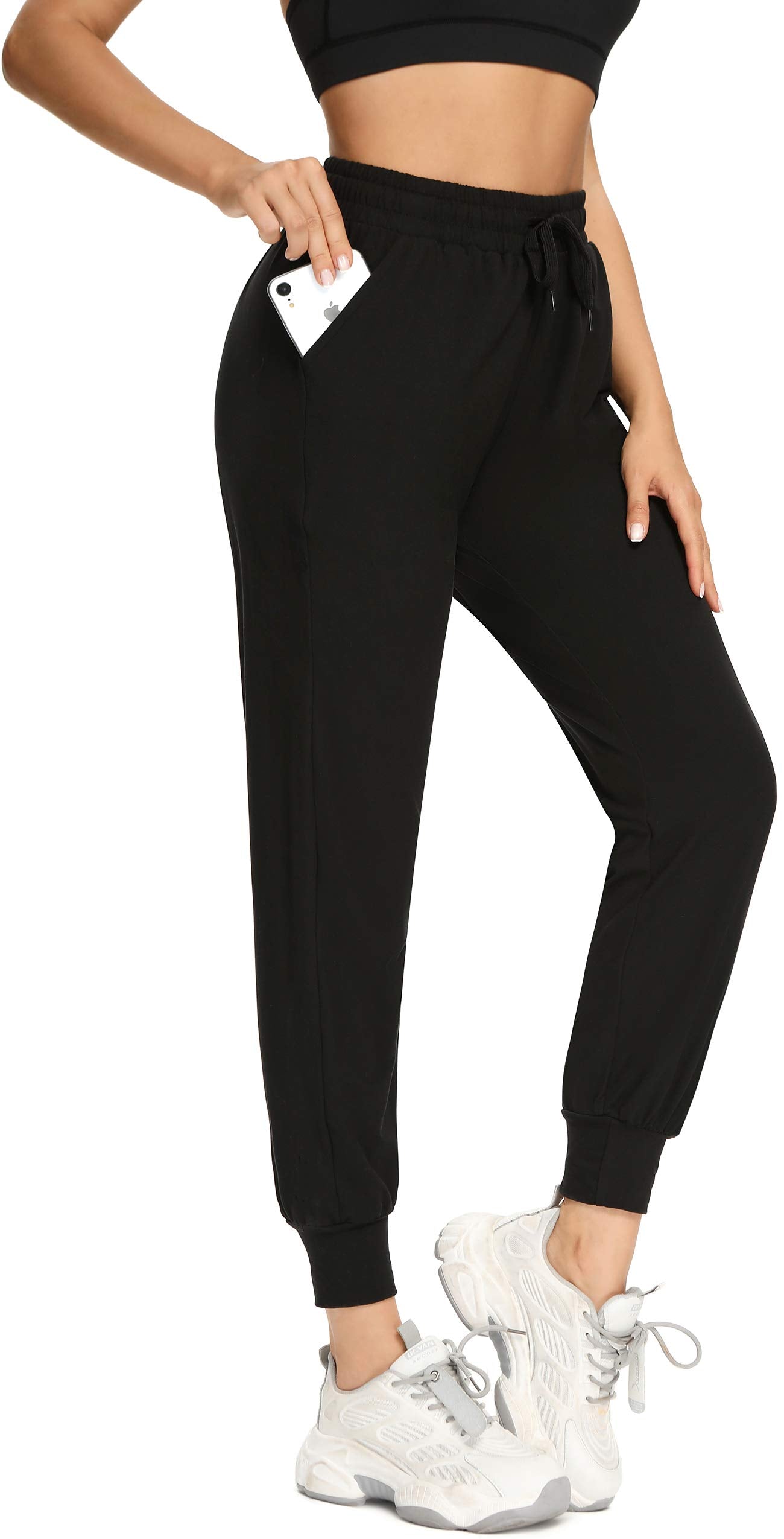 FULLSOFT Sweatpants for Women-Womens Joggers with Pockets Lounge Pants for Yoga Workout Running (Black,Large)