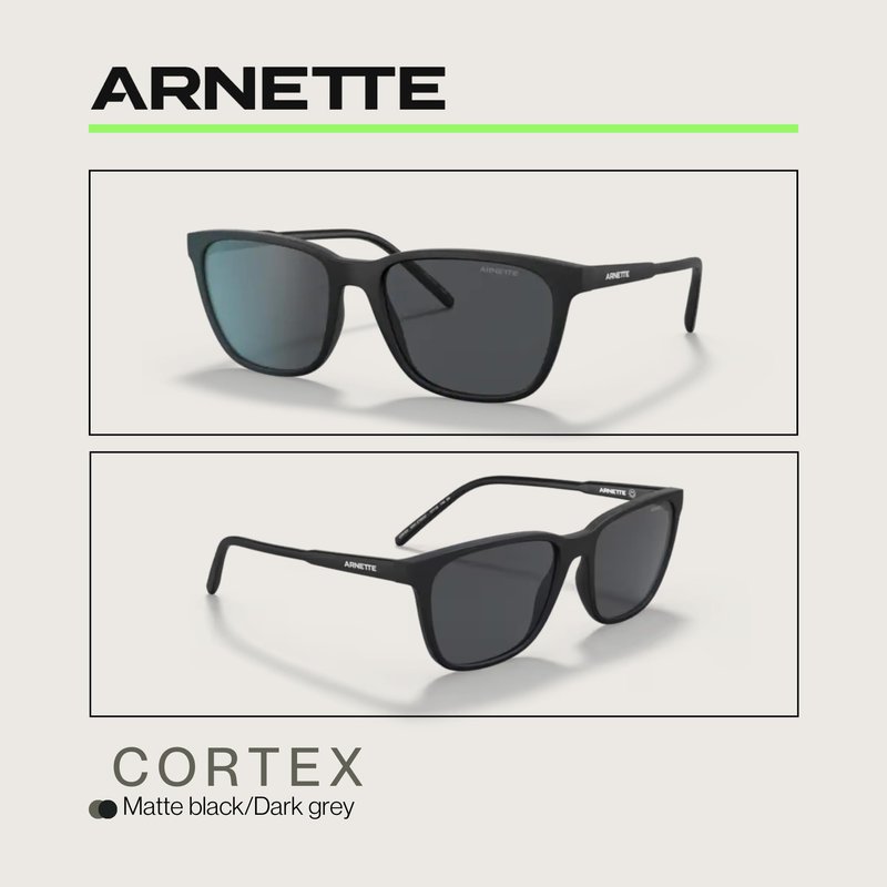 ARNETTE Cortex AN4291 275887 57MM Matte Black/Dark Grey Square Sunglasses for Men +Bundle with Accessory Eyewear Kit
