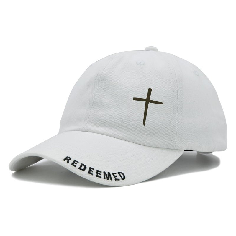 Christian Hats for Men Women, Cross Jesus Hat, Religious Gifts Redeemed Baseball Cap White